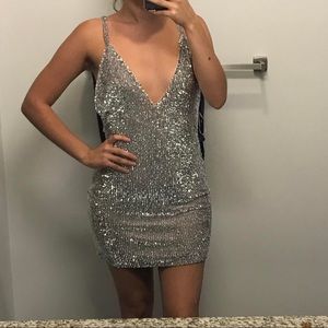 embellished bodycon mini dress